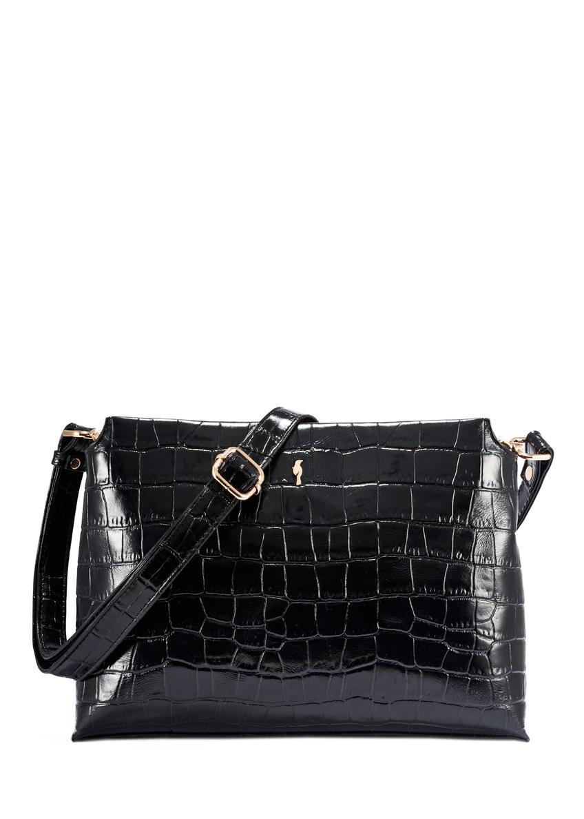 Czarna torebka damska croco TORES-1159E-99(Z25)