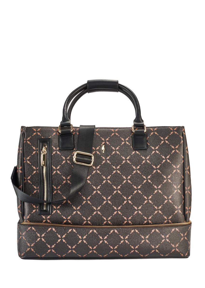 Brązowa damska torba podróżna z monogramem TOREC-1079-89(Z25)