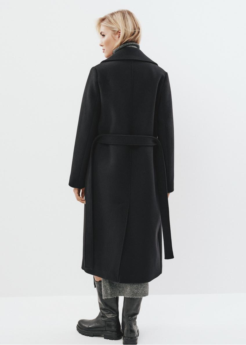 Black long women's coat PLADT-0048-98(Z24)