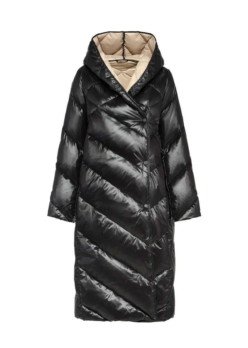 Długa czarna kurtka zimowa damska KURDT-0542A-98(Z25)