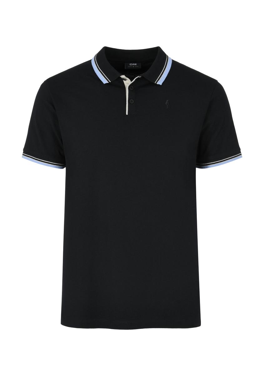 Czarna koszulka polo męska POLMT-0069-99(W24)-03