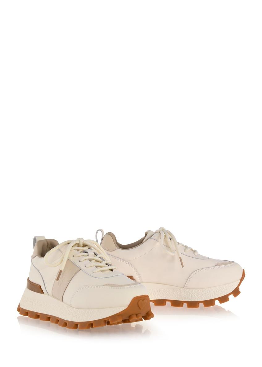 Beige leather women's sneakers BUTYD-1142-81(Z24)