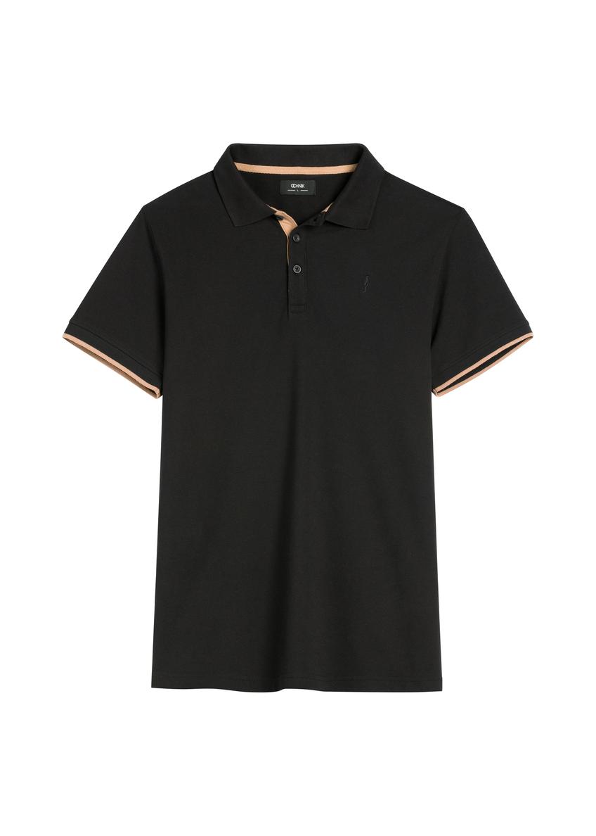 Czarna koszulka polo męska z bawełny POLMT-0045B-99(W26)