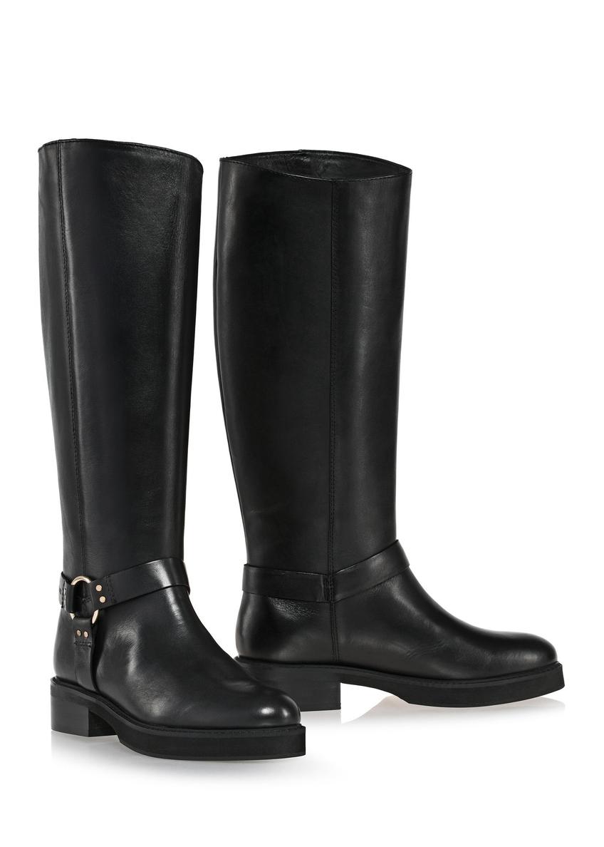 Black leather women's boots BUTYD-1112-99(Z24)