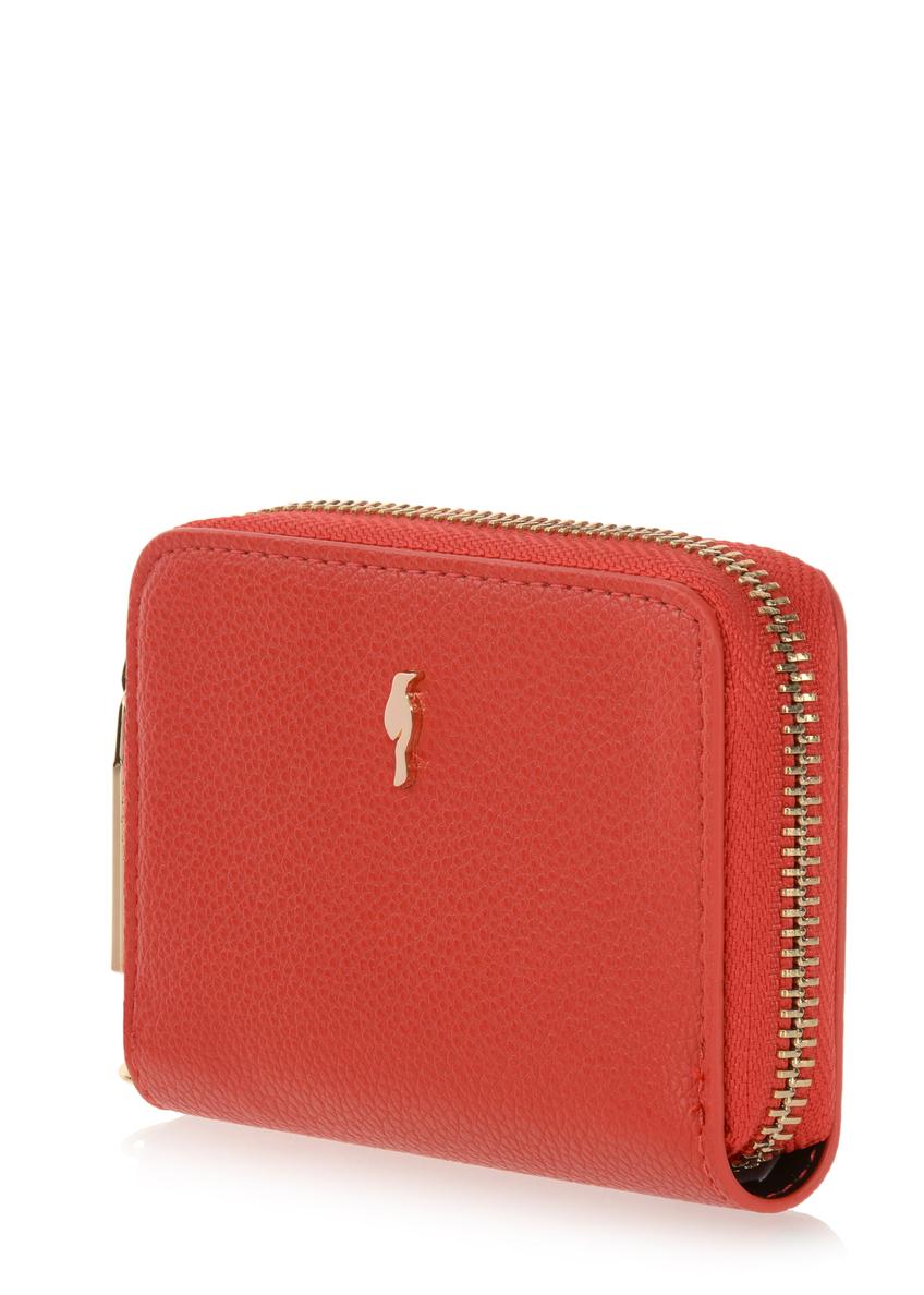 Mały czerwony portfel damski z paskiem POREC-0324-41(W23)