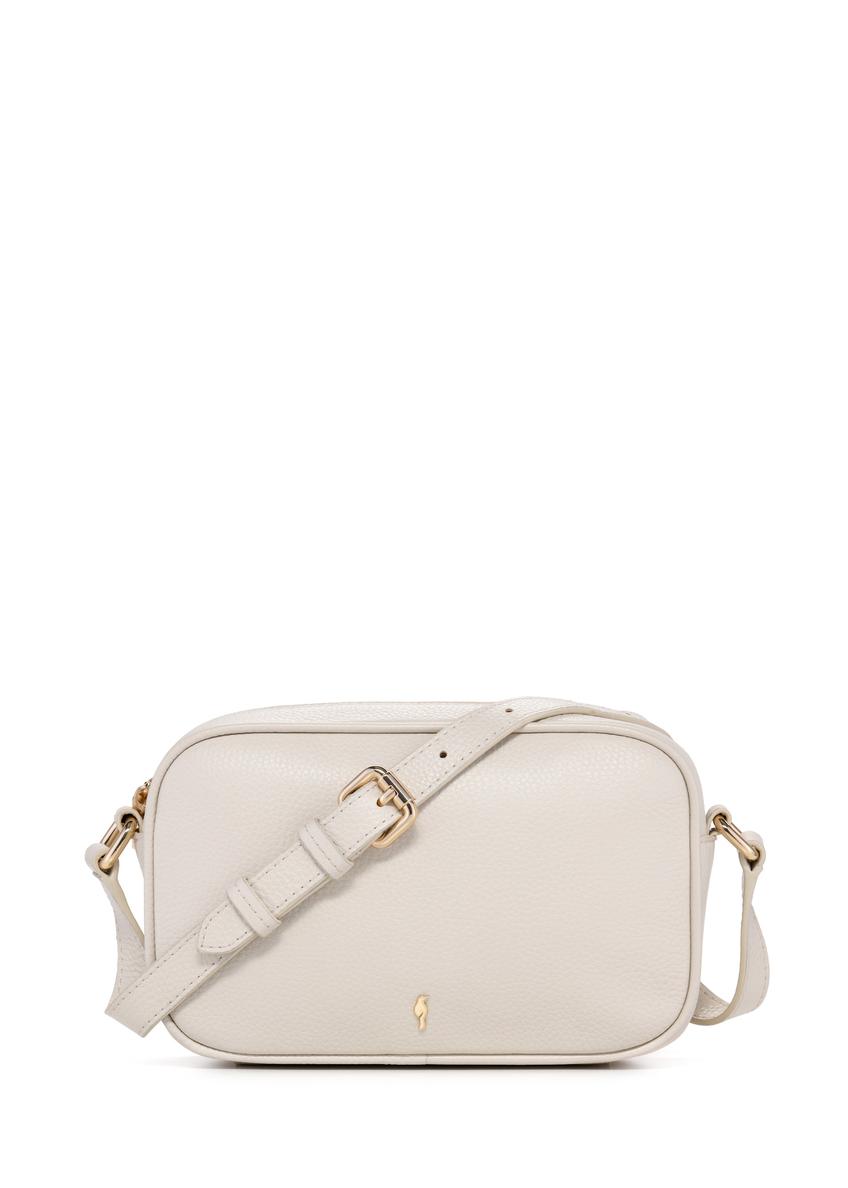 Kremowa skórzana torebka damska TORES-1103B-0B(W26), widok produktu z przodu na białym tle.