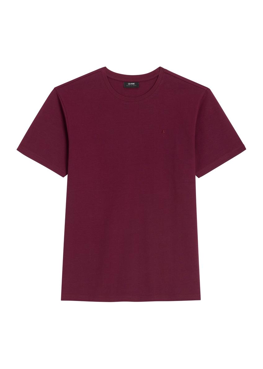 Bordowy T-shirt męski TSHMT-0120-4D(Z26)