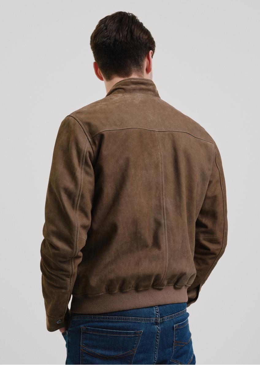 Skórzana kurtka męska w kolorze khaki KURMS-0331-1358(W24)