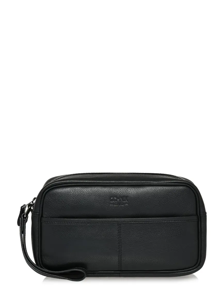 Black men's cosmetic bag with logo TORMS-0182C-99(Z24)-01