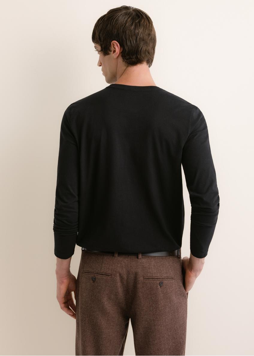 Czarny bawełniany longsleeve męski LSLMT-0013-99(Z26)