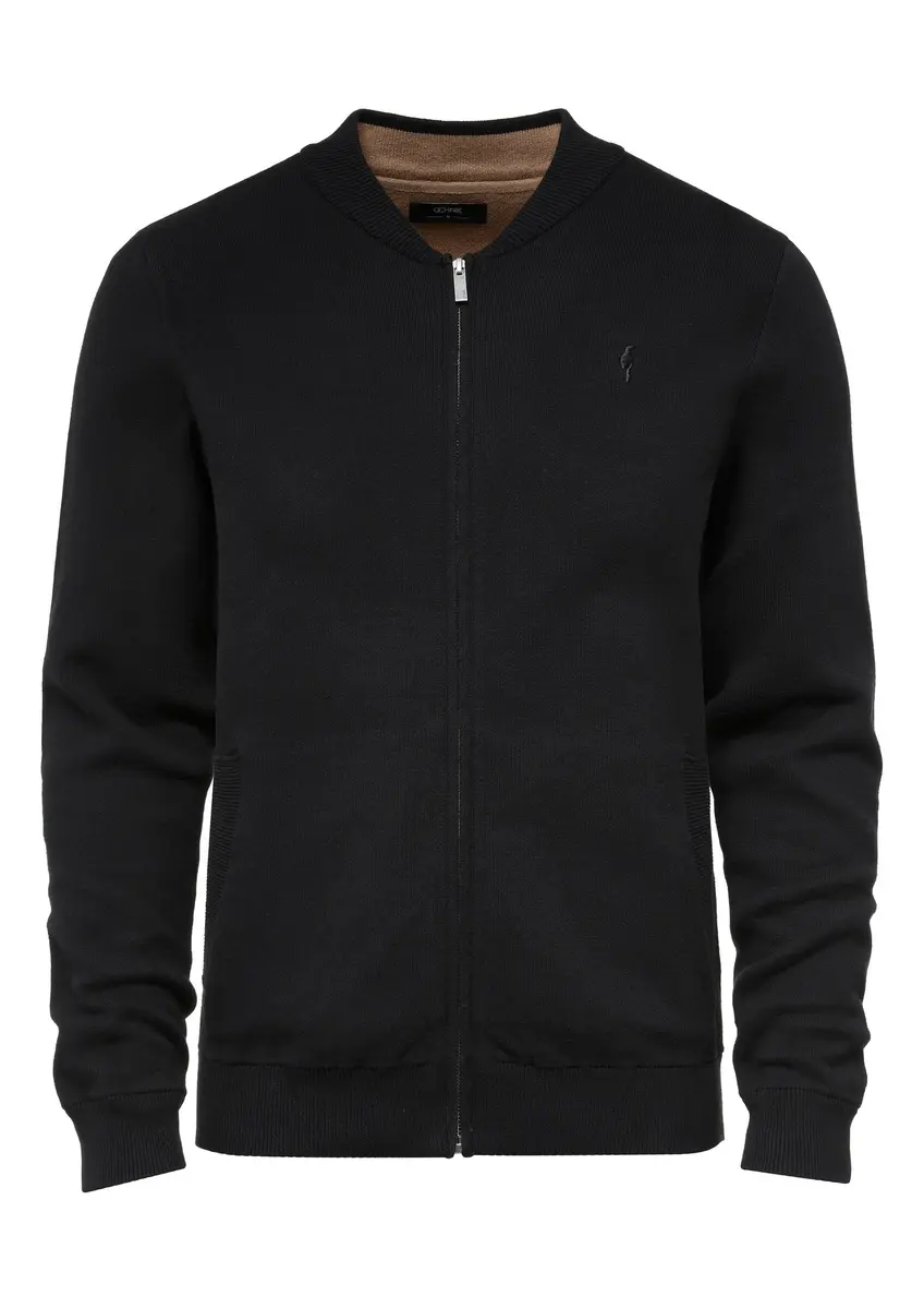 Czarny rozpinany sweter męski SWEMT-0157-99(Z24)-01