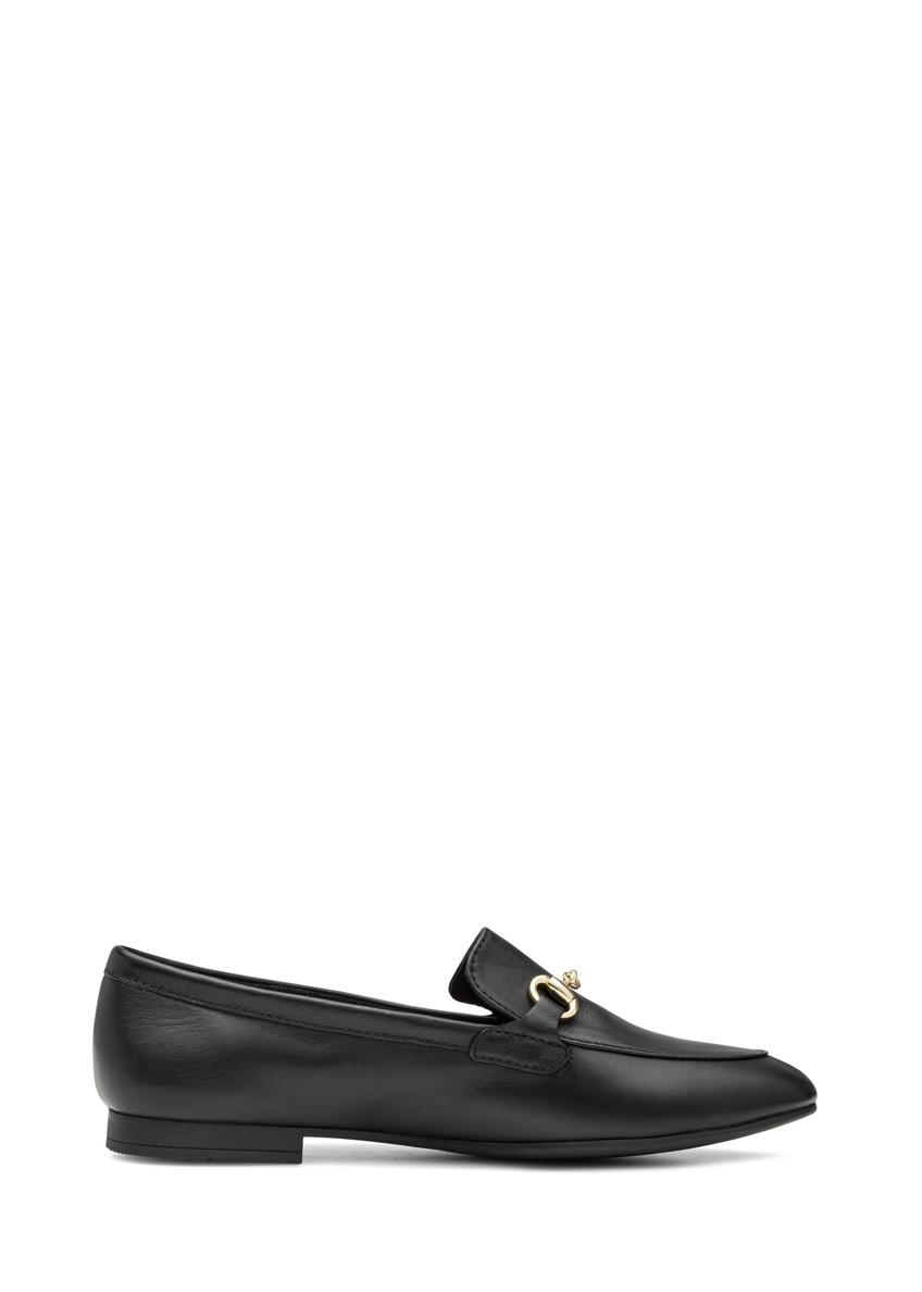 Skórzane czarne mokasyny damskie BUTYD-0916A-99(W26)