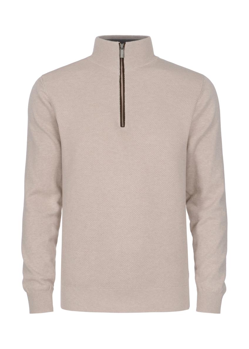 Bawełniany beżowy sweter męski SWEMT-0132-81(Z23)-03