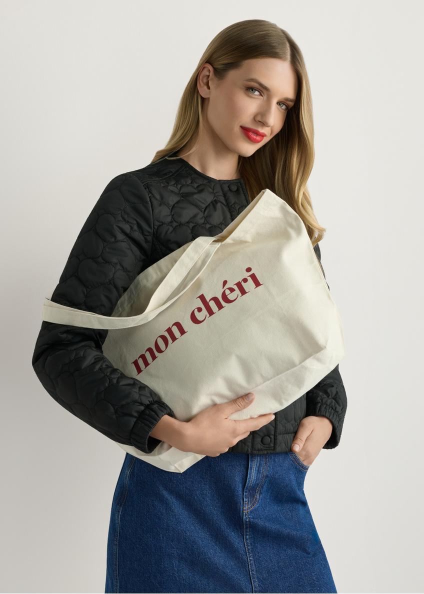 Bawełniana beżowa torebka shopper TOREN-0334-0P(W26)