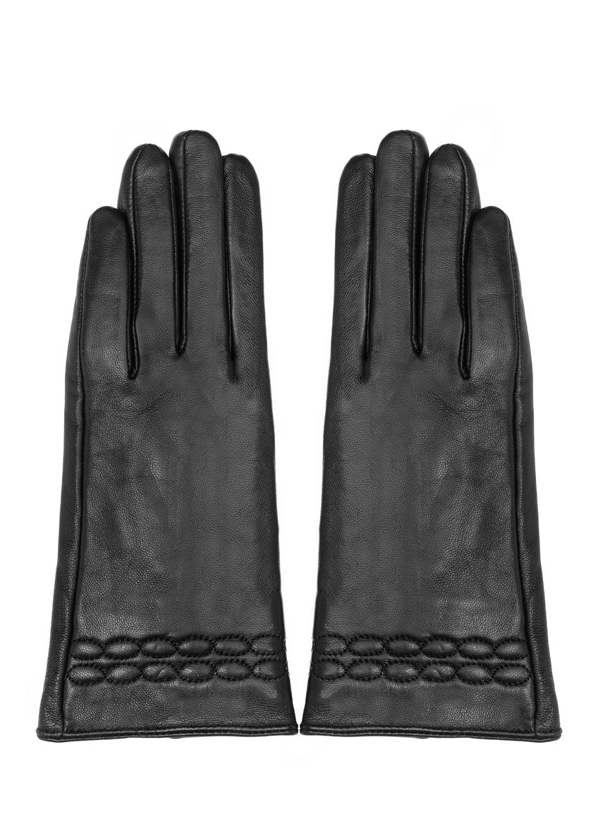 Women's leather gloves with stitching REKDS-0024-99(Z24)