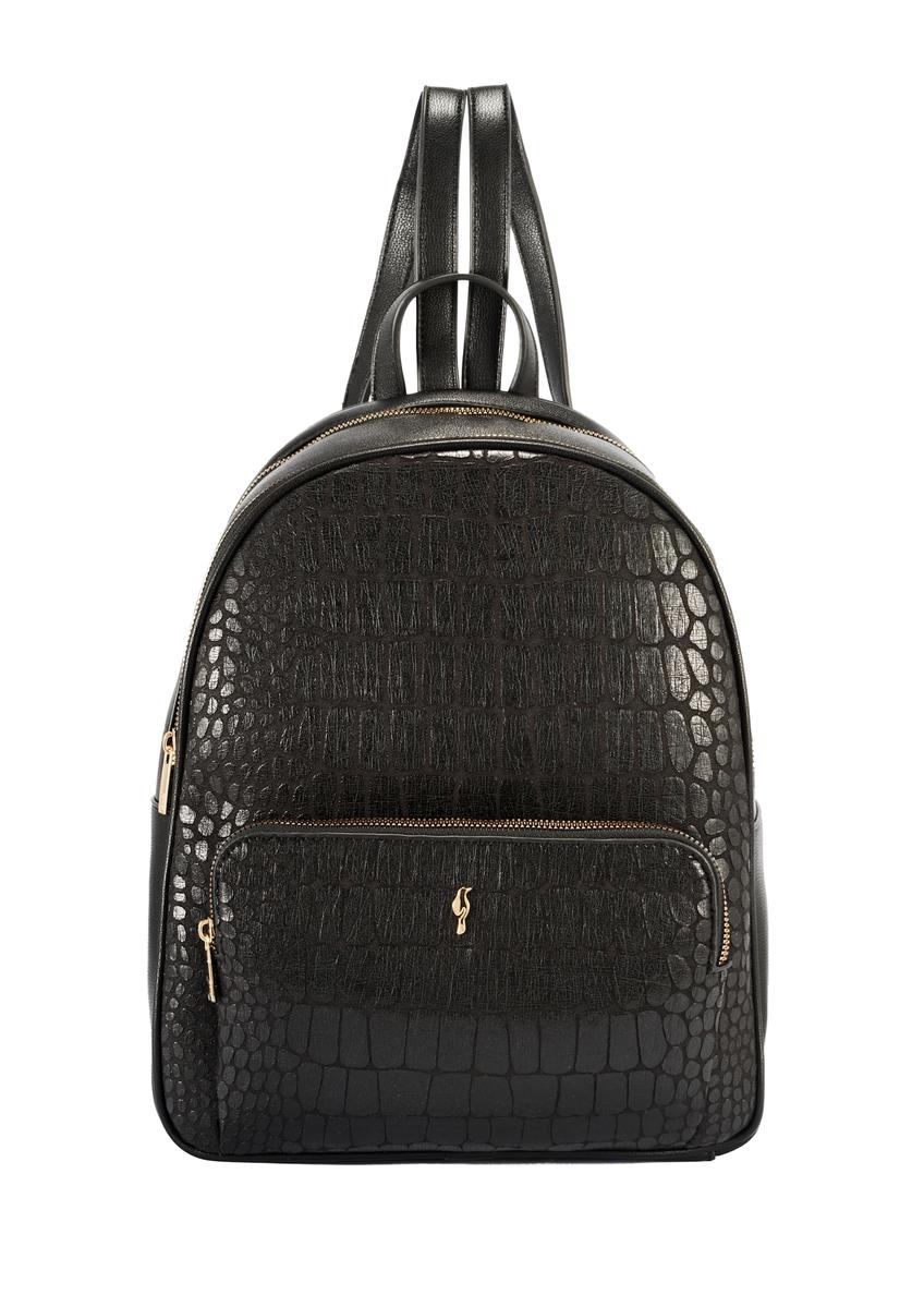 Czarny plecak damski w stylu croco TOREC-0725A-97(Z25)
