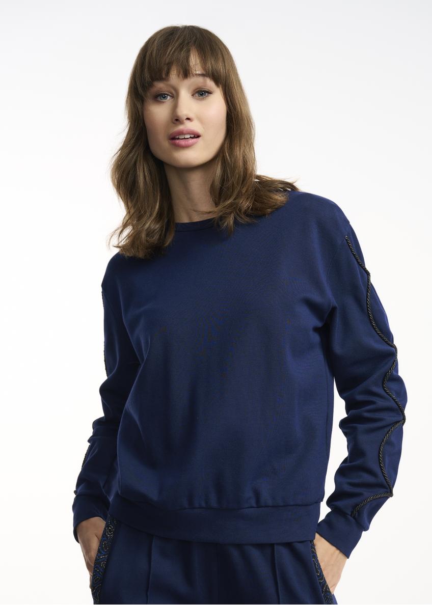 Granatowa bluza damska z aplikacją BLZDT-0077-69(Z22)