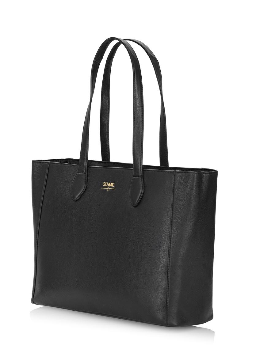 Czarna skórzana torebka shopper damska TORES-0971E-99(Z25)