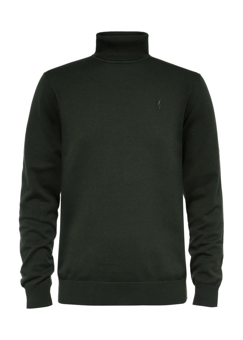 Ciemnozielony sweter męski z golfem SWEMT-0095A-55(Z24)