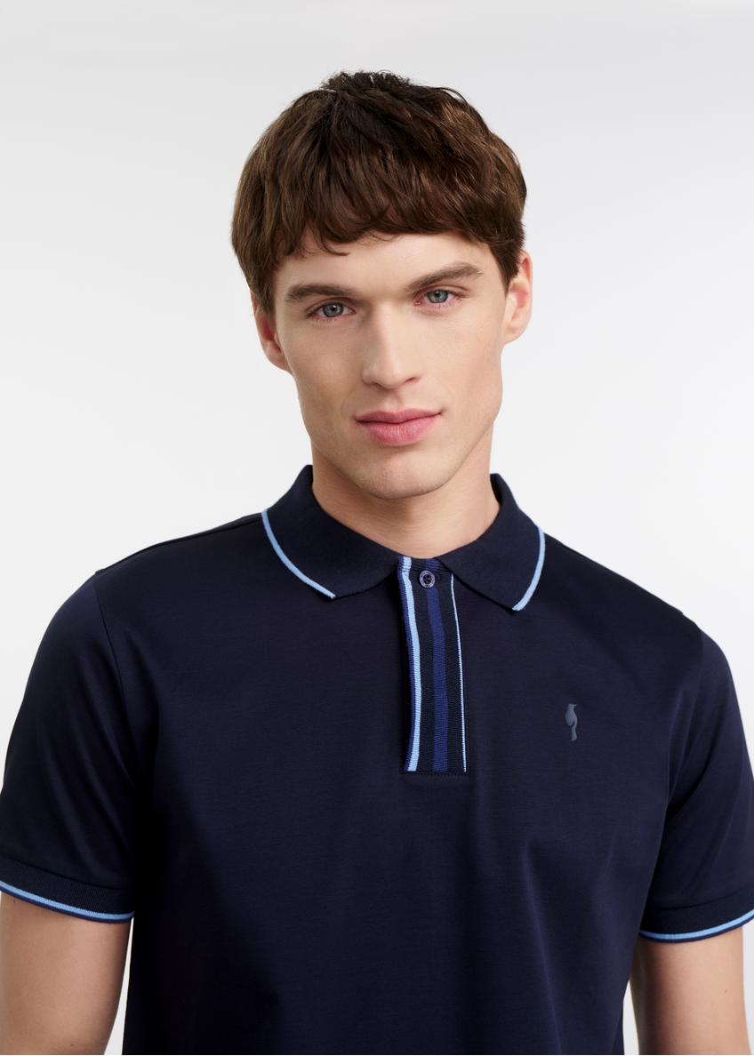Granatowa koszulka polo męska POLMT-0073-69(W25)