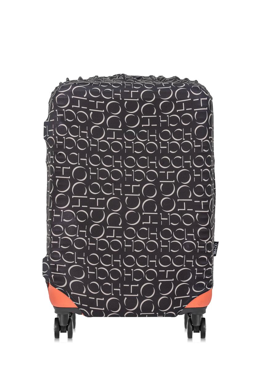 Pokrowiec na średnią walizkę z monogramem AW-013-0001-98-M(W25), widok produktu na walizce na białym tle.