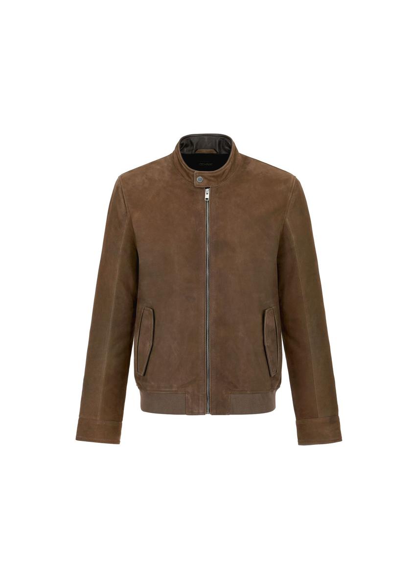 Skórzana kurtka męska w kolorze khaki KURMS-0331-1358(W24)-03