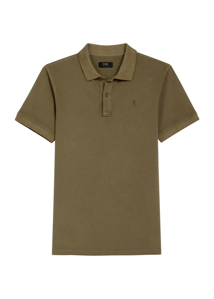 Męska koszulka polo w kolorze khaki POLMT-0055A-8D(W26)