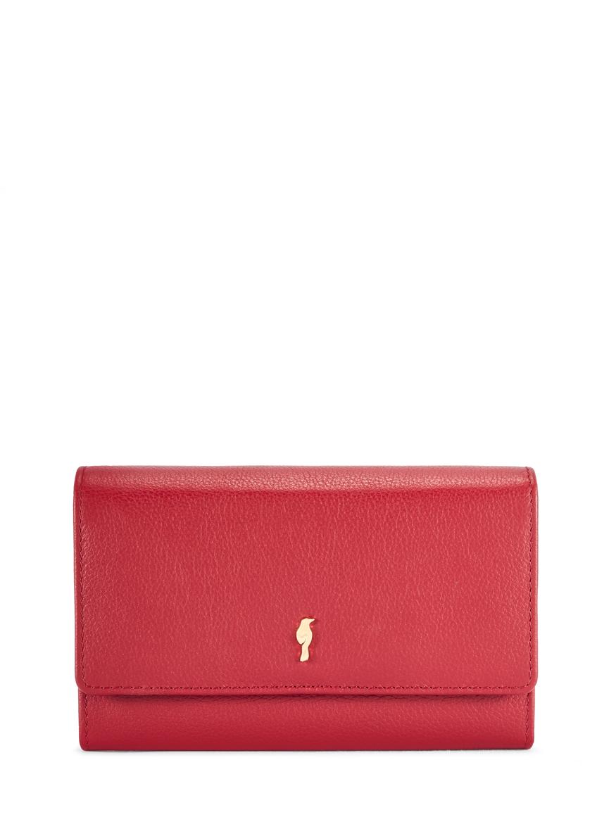 Czerwony duży skórzany portfel damski PORES-0991-4C(W26)