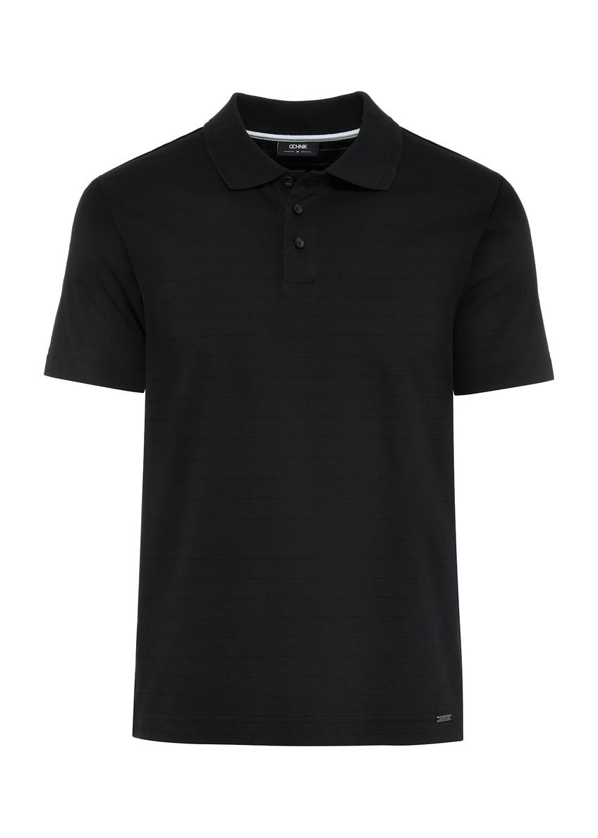 Bawełniana czarna koszulka polo POLMT-0076-99(W25)-04