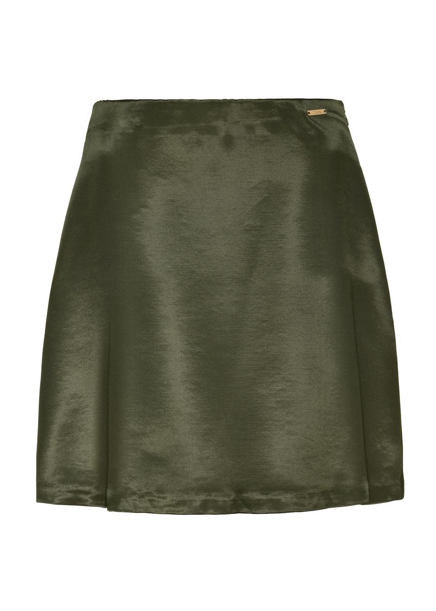 Satynowa spódnica mini w kolorze khaki SPCDT-0104-55(W25)-04