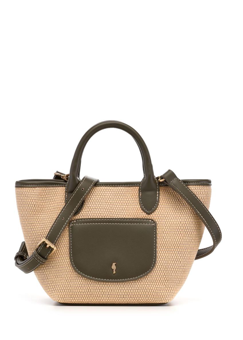 Pleciona mała torebka damska TOREC-1230-1E(W26) - widok produktu z przodu, na białym tle.