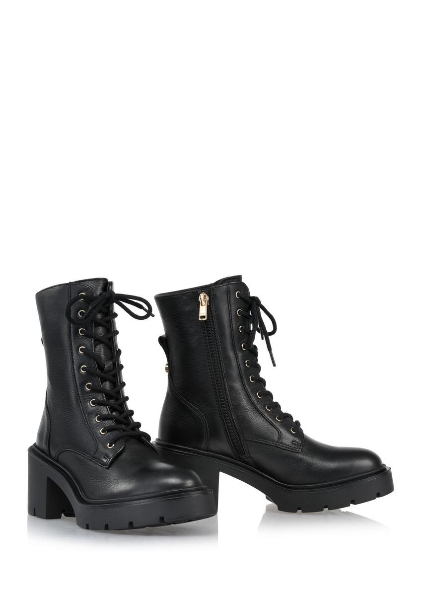 Black leather high heel ankle boots BUTYD-1095-99(Z24)