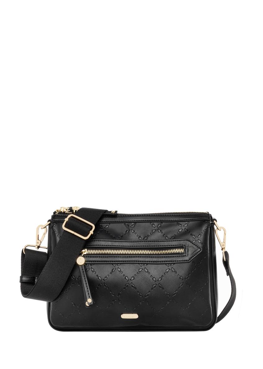 Czarna torebka damska z monogramem TOREC-1293-9P(Z26)