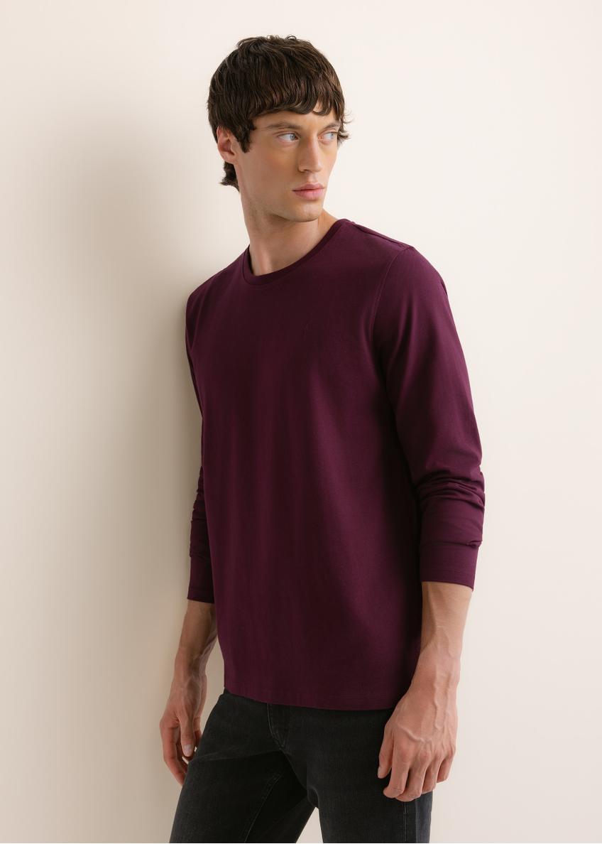 Bordowy bawełniany longsleeve męski LSLMT-0013-4D(Z26)