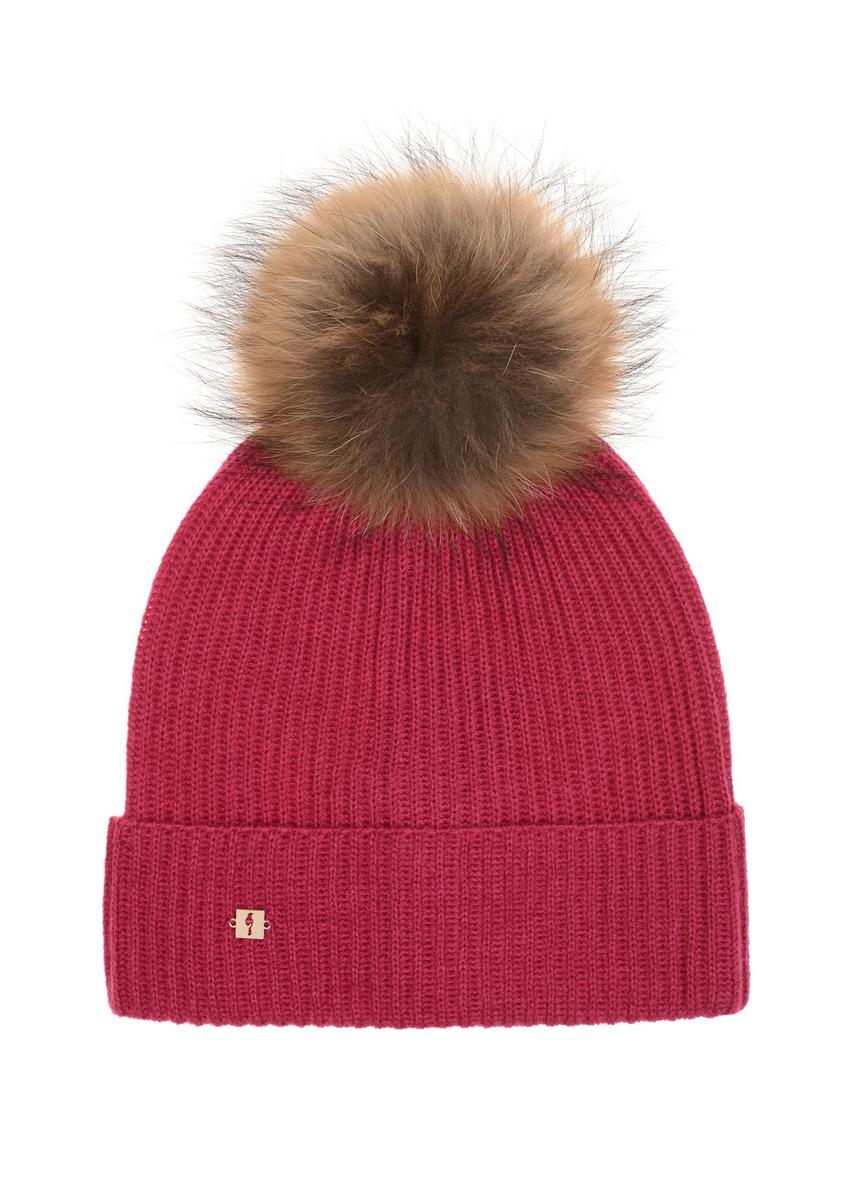 Fuksjowa czapka damska z pomponem CZADT-0052-34(Z23)-02