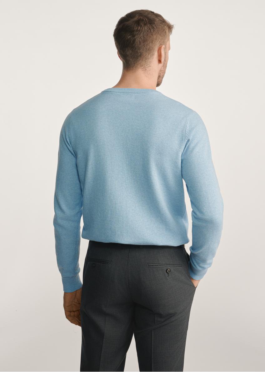 Niebieski bawełniany sweter męski SWEMT-0114A-61(Z25)