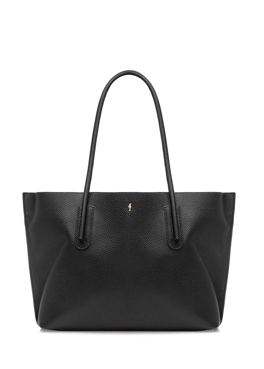 Czarna torebka shopper damska TOREC-0938B-99(Z25), widok produktu z przodu na białym tle.