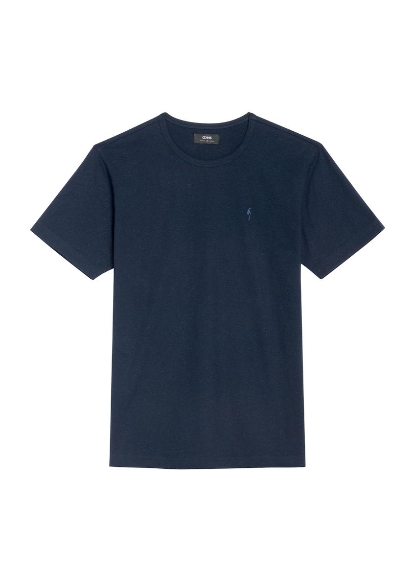 T-shirt męski w kolorze granatowym TSHMT-0130-68(Z25), widok produktu z przodu na białym tle.
