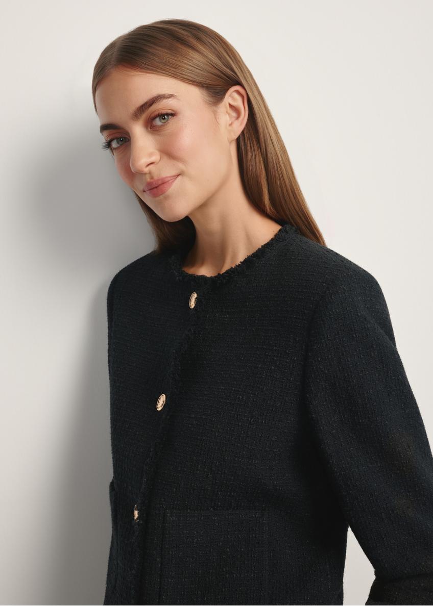 Czarna krótka marynarka damska ZAKDT-0041-99(W26)