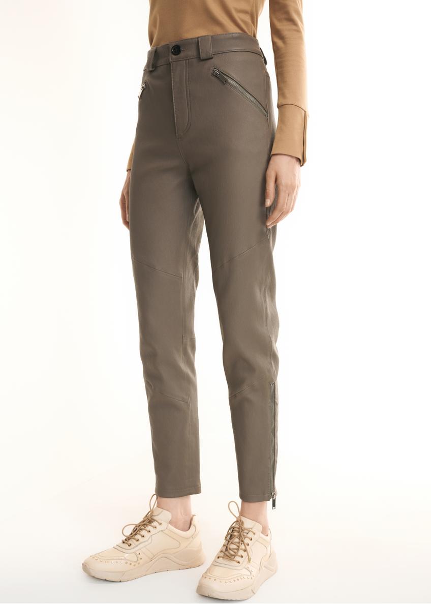 Szare spodnie skórzane damskie SPODS-0031-1263(Z22)