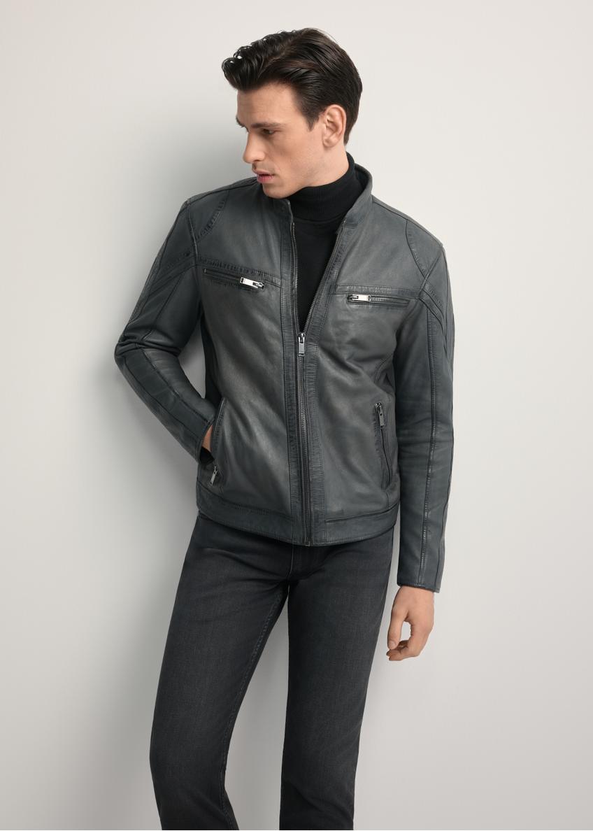 Grafitowa kurtka skórzana męska KURMS-0393-9D(W26)