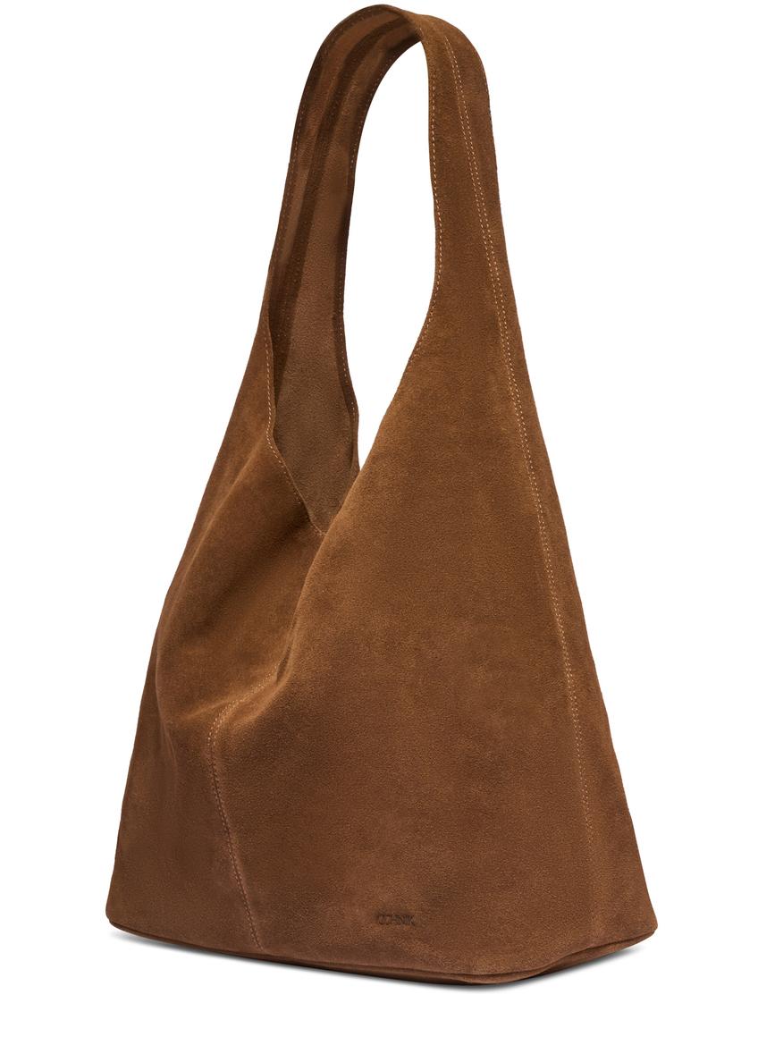 Zamszowa torebka shopper w kolorze koniaku TORES-1403-1F(Z26)