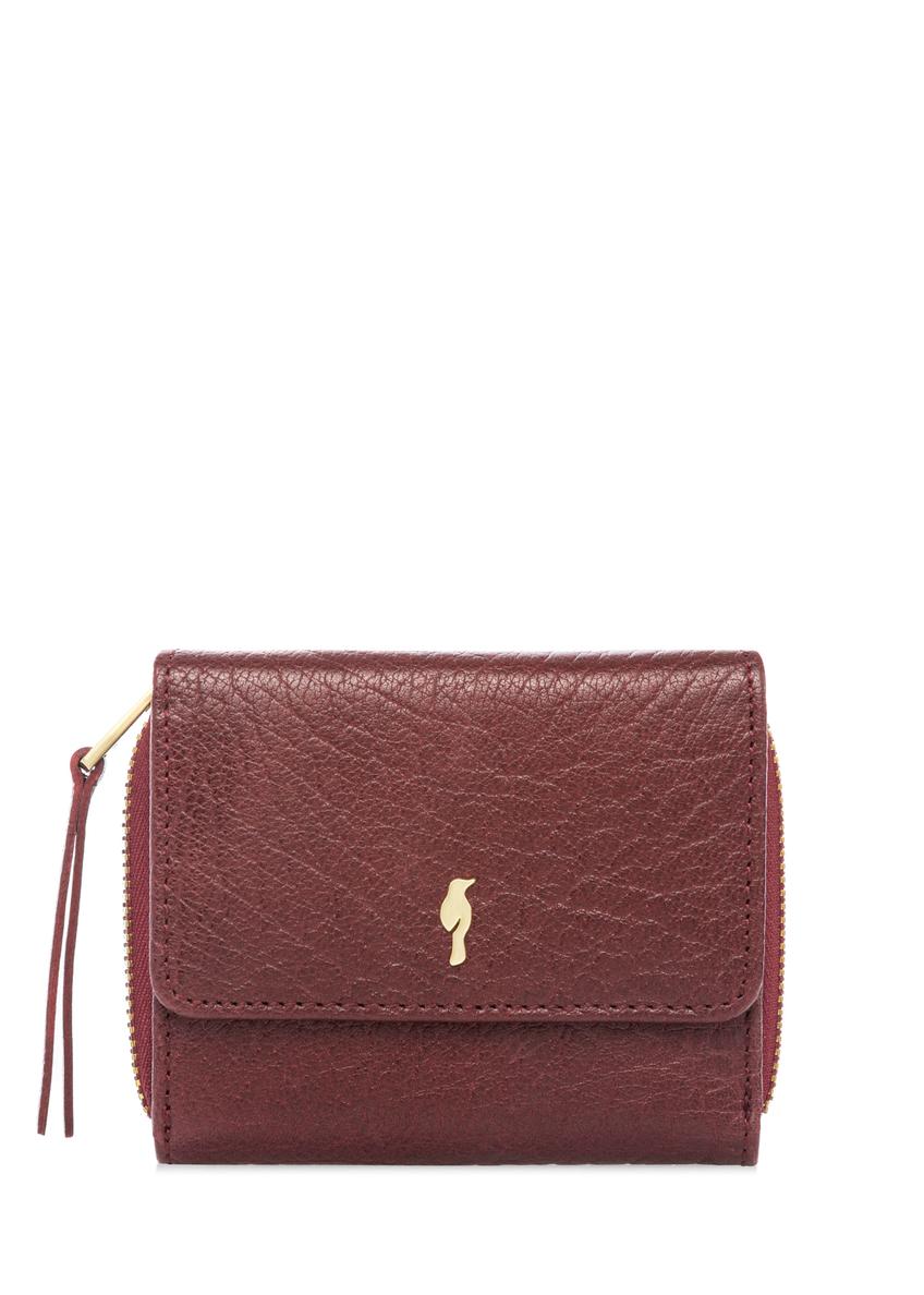 Mały rozkładany portfel damski skórzany PORES-0816-4C(W26), widok produktu z przodu na białym tle.