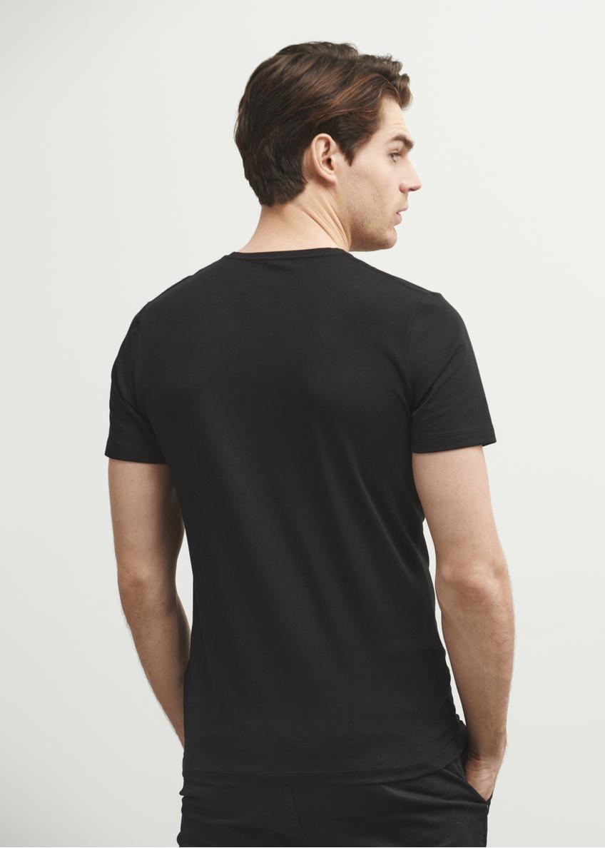 Czarny basic T-shirt męski  z logo TSHMT-0091-99(W23)