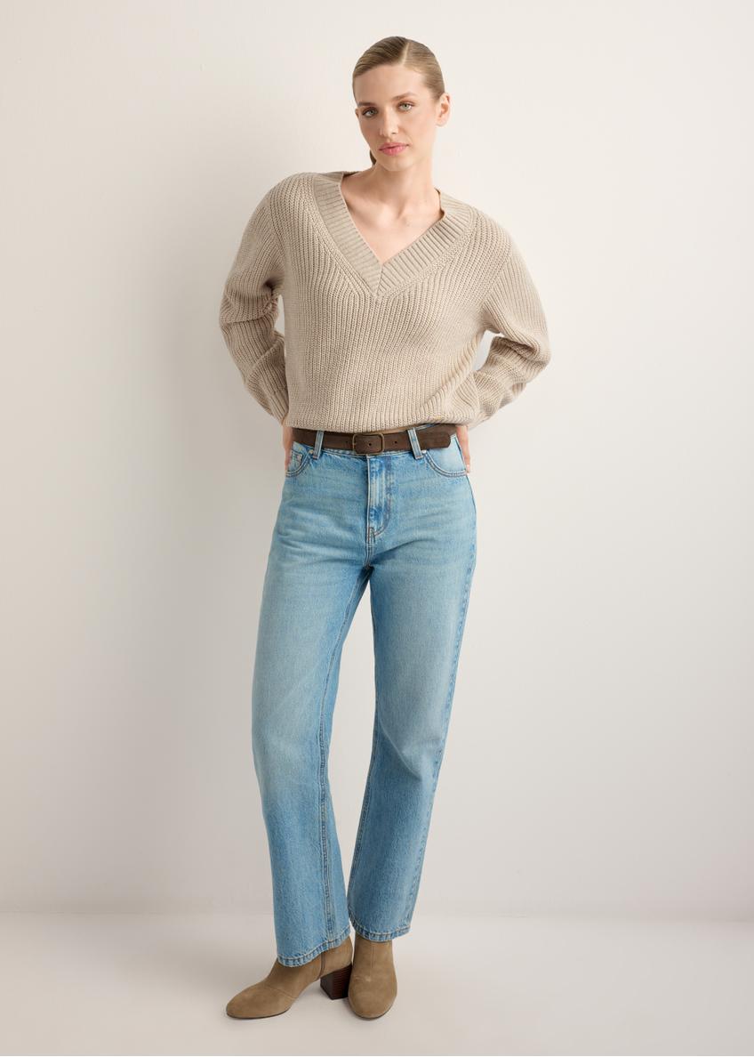 Sweter damski w kolorze chłodnego beżu SWEDT-0162-1J(Z26)