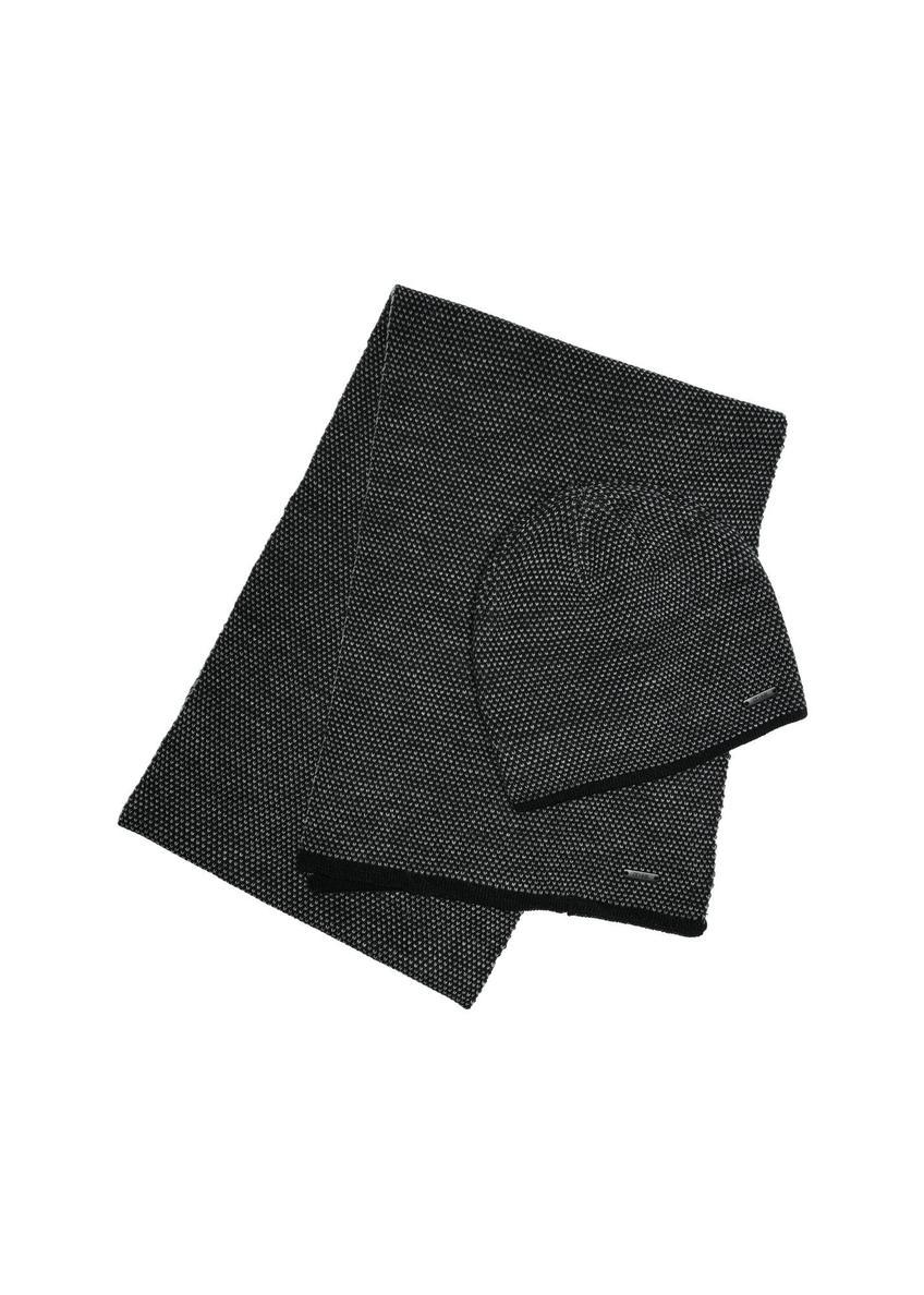 Czarny zestaw męski z czapką i szalikiem ZESTM-0006-9J(Z26)