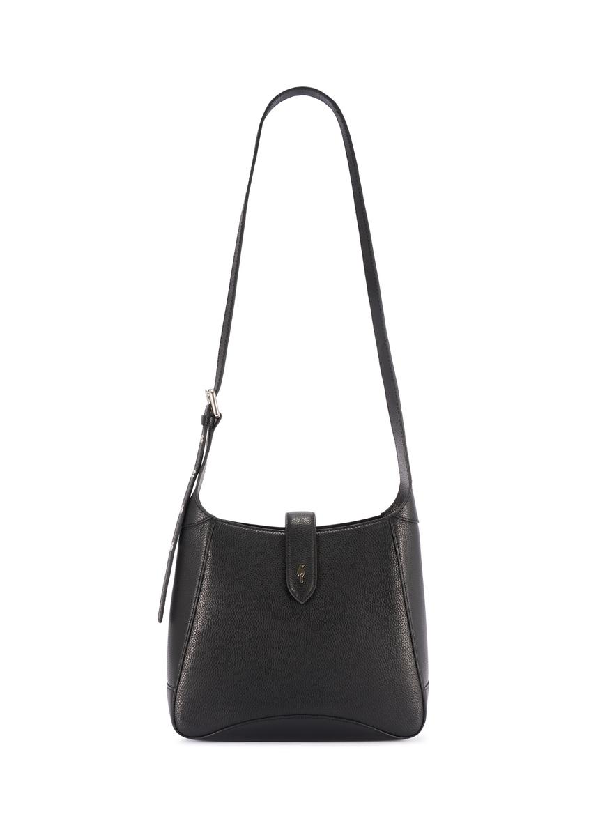 Czarna skórzana torebka na ramię TORES-1211-9I(W26) - widok produktu na białym tle. 