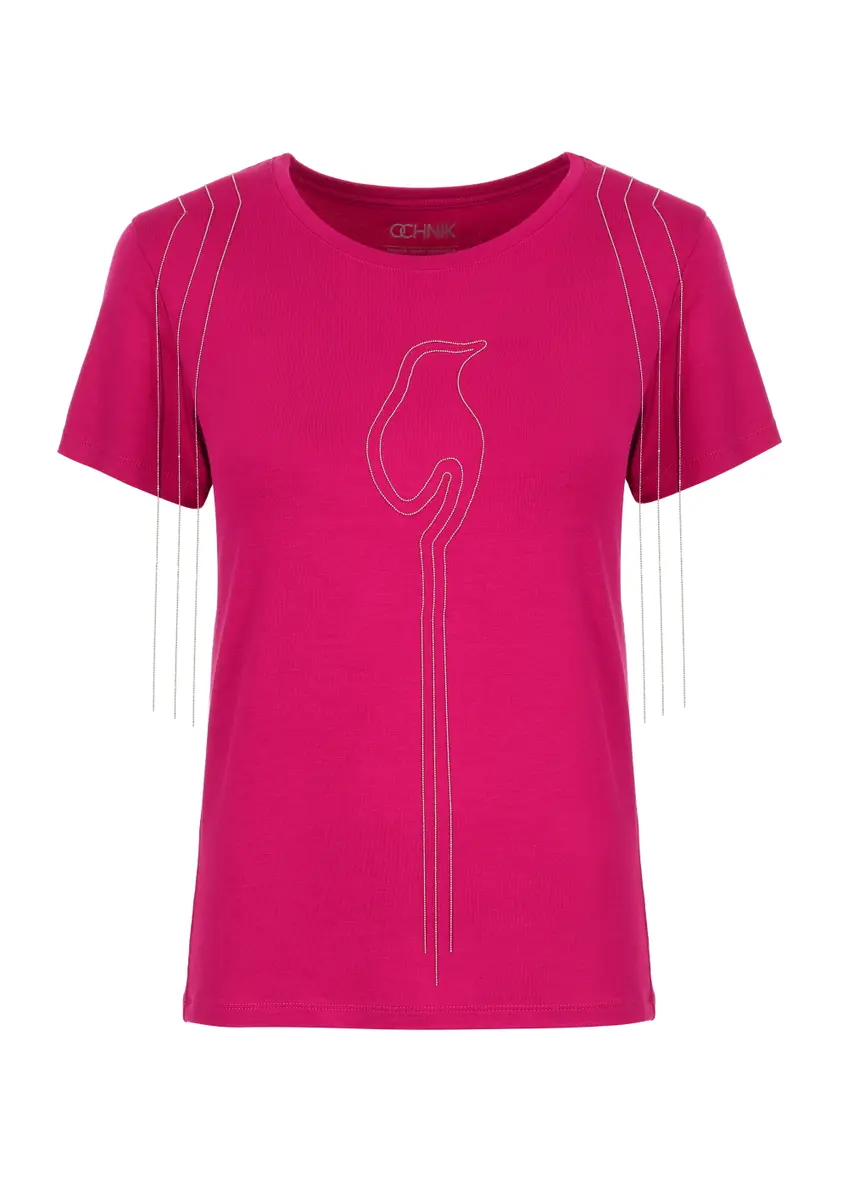 Różowy T-shirt damski TSHDT-0101-31(Z22)-03