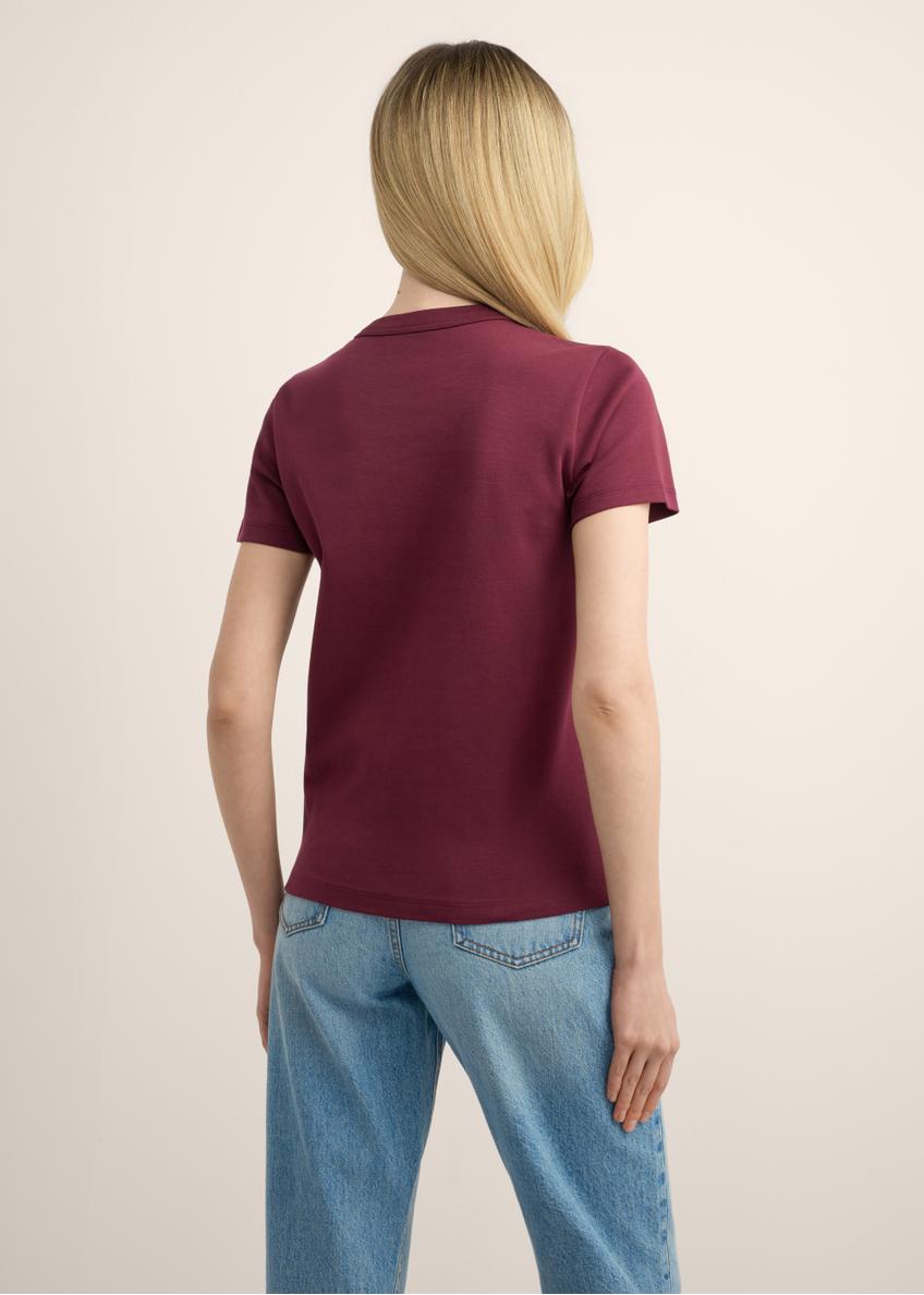 Bordowy bawełniany T-shirt damski TSHDT-0144-4D(Z26)