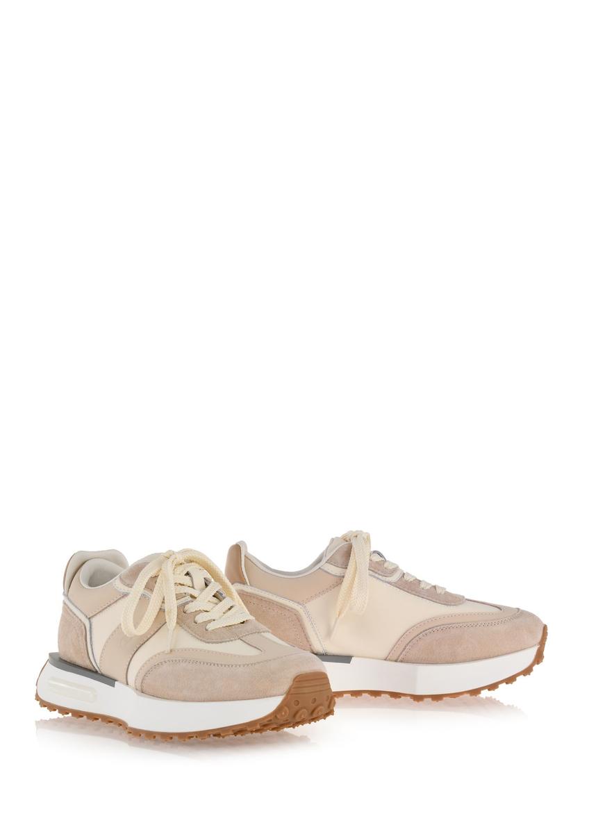 Beige women's leather sneakers BUTYD-1141-81(Z24)